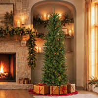 6.5 ft. Pre-Lit Kingswood Fir Pencil Slim Hinged Tree with Multicolor LED Lights - National Tree Company