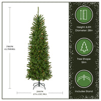 6.5 ft. Pre-Lit Kingswood Fir Pencil Slim Hinged Tree with Multicolor LED Lights - National Tree Company