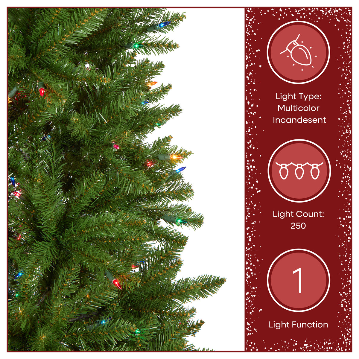 6.5 ft. Pre-Lit Kingswood Fir Pencil Slim Hinged Tree with Multicolor LED Lights - National Tree Company