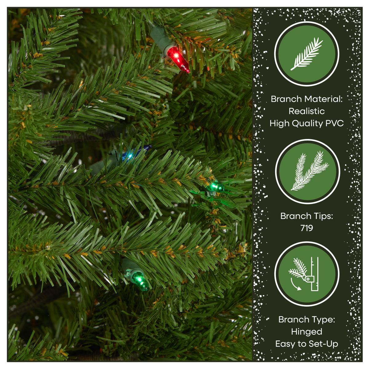 6.5 ft. Pre-Lit Kingswood Fir Pencil Slim Hinged Tree with Multicolor LED Lights - National Tree Company