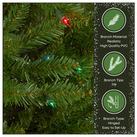 6.5 ft. Pre-Lit Kingswood Fir Pencil Slim Hinged Tree with Multicolor LED Lights - National Tree Company