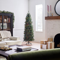 6.5 ft. Pre-Lit Kingswood Fir Pencil Tree with Multicolor Lights - National Tree Company