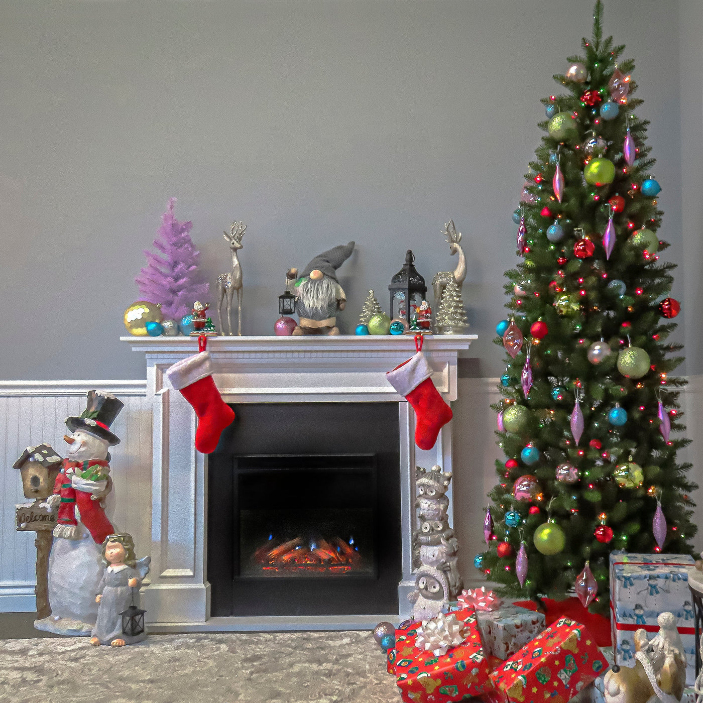 7.5 ft. Pre-Lit Kingswood Fir Pencil Tree with Multicolor Lights - National Tree Company