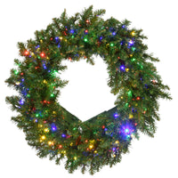 24 in. Pre-Lit Kingswood Fir Wreath with Dual Color Infinity Lights - National Tree Company