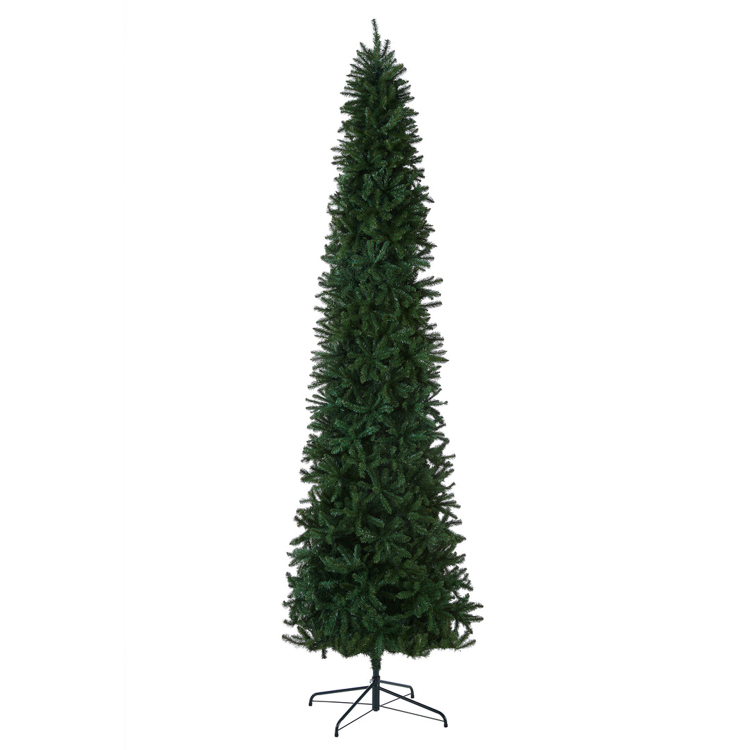 Artificial Slim Christmas Tree, Green, Kingswood Fir, Includes Stand, 12 Feet