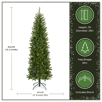 7 ft. Pre-Lit Kingswood Fir Pencil Slim Hinged Tree with Power Connect Dual Color LED Lights - National Tree Company