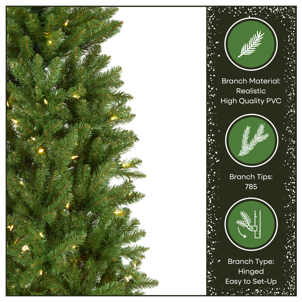 7 ft. Pre-Lit Kingswood Fir Pencil Slim Hinged Tree with Power Connect Dual Color LED Lights - National Tree Company
