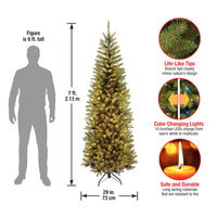7 ft. Pre-Lit Kingswood Fir Pencil Tree with Power Connect Dual Color LED Lights, Plug-In - National Tree Company