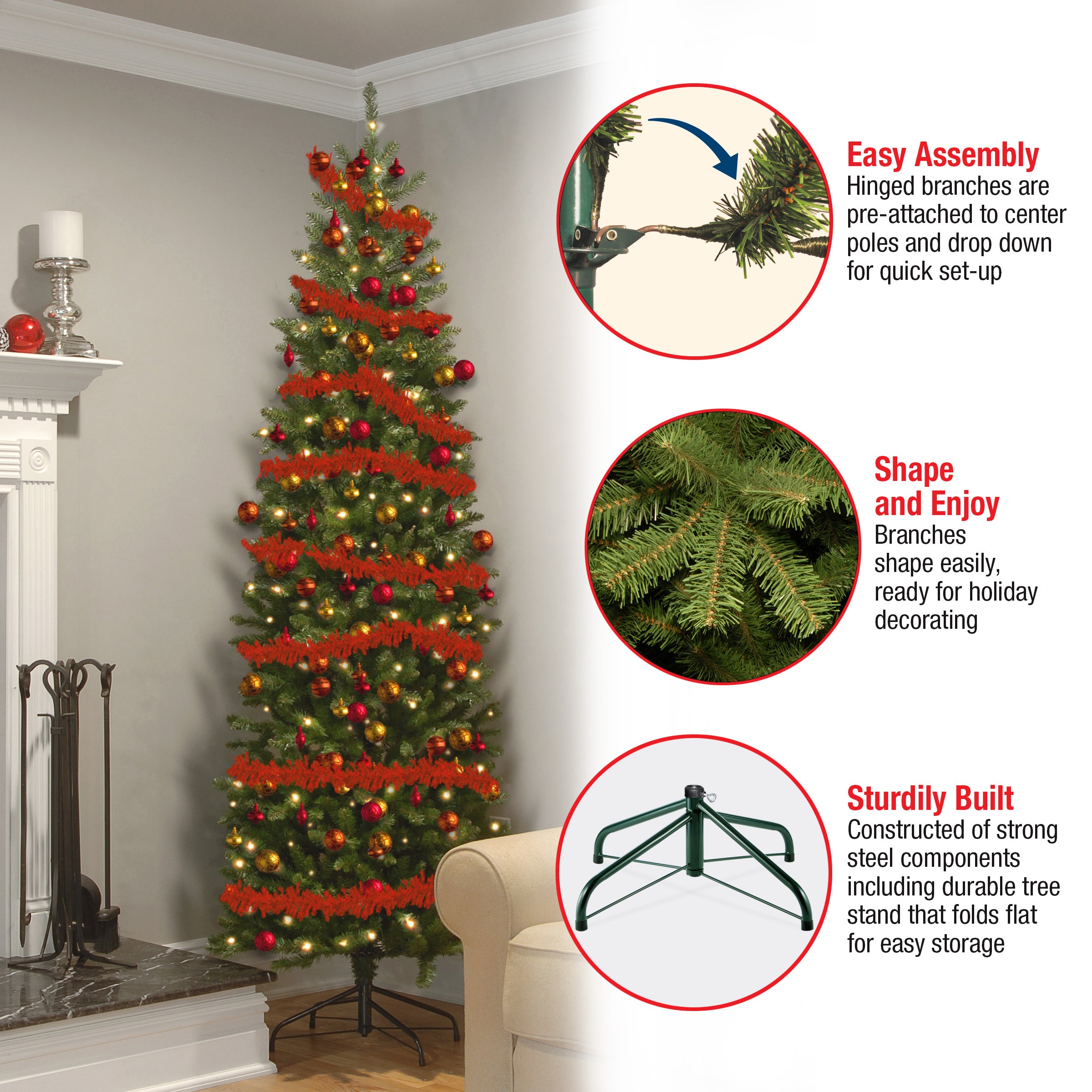 7 ft. Pre-Lit Kingswood Fir Pencil Tree with Power Connect Dual