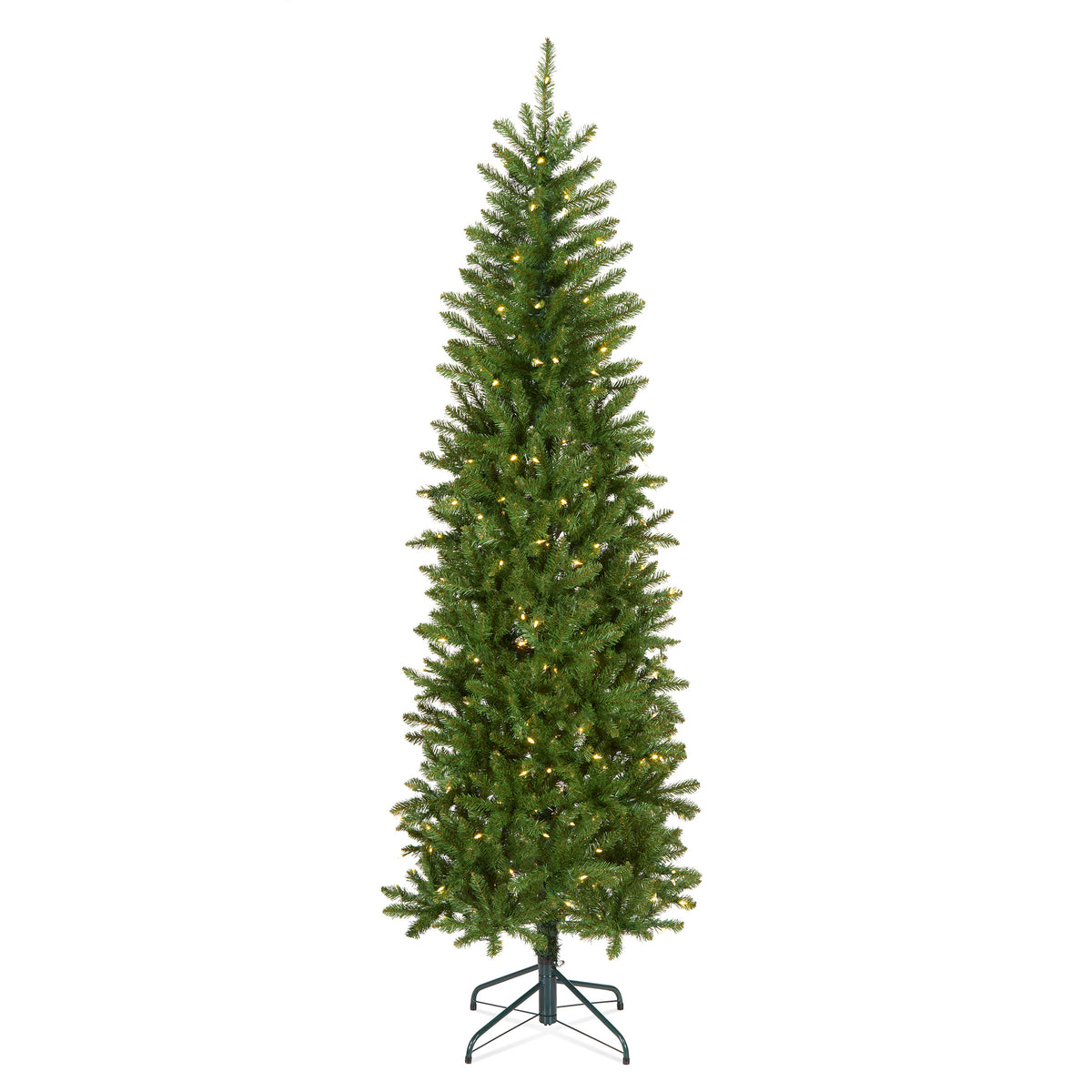 7 ft. Pre-Lit Kingswood Fir Pencil Slim Hinged Tree with Power Connect Dual Color LED Lights - National Tree Company