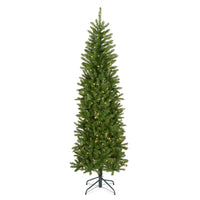 7 ft. Pre-Lit Kingswood Fir Pencil Slim Hinged Tree with Power Connect Dual Color LED Lights - National Tree Company