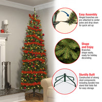 7.5 ft. Pre-Lit Kingswood Fir Slim Tree with PowerConnect Dual Color LED Lights, Plug-In - National Tree Company