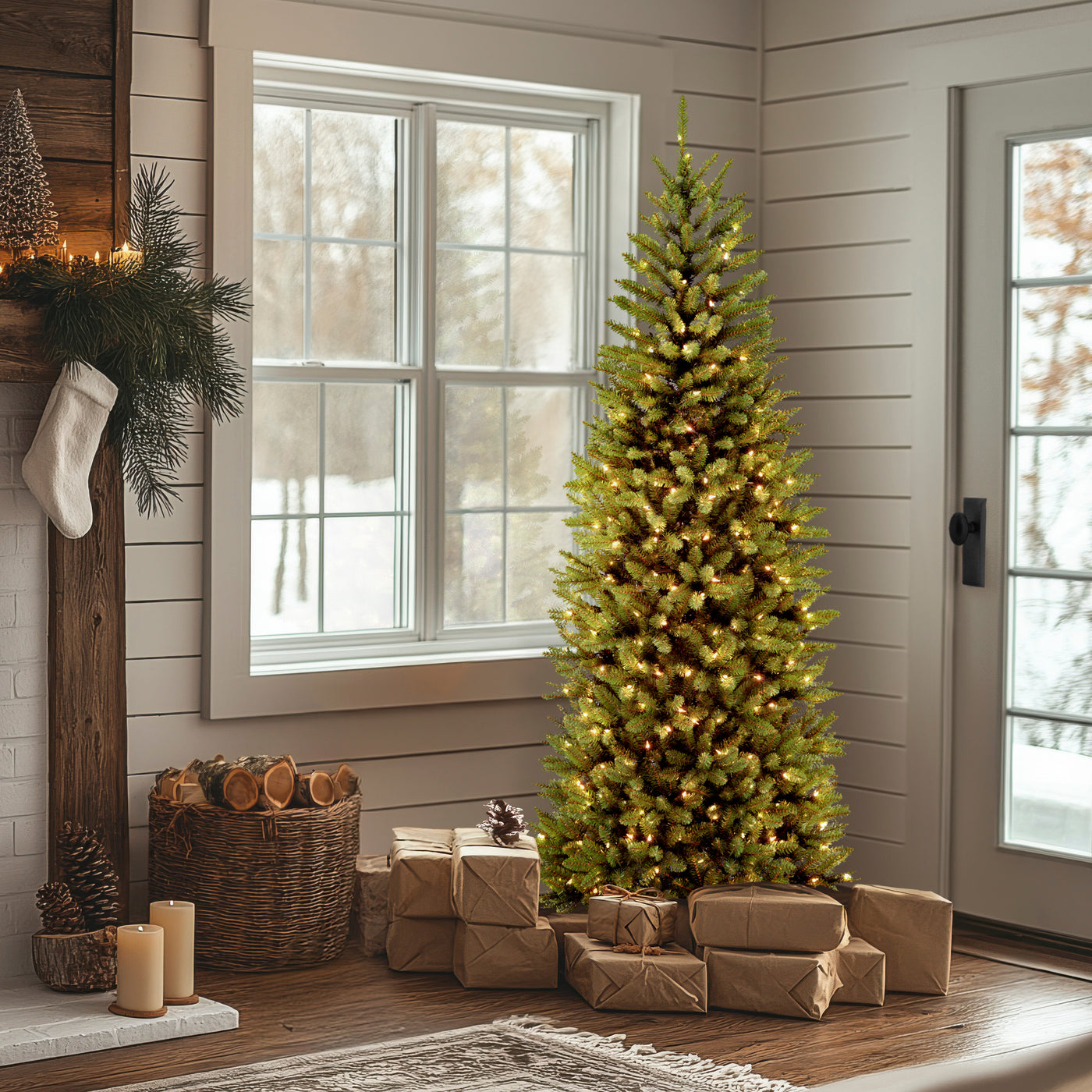 7.5 ft. Pre-Lit Kingswood Fir Slim Tree with PowerConnect Dual Color LED Lights - National Tree Company