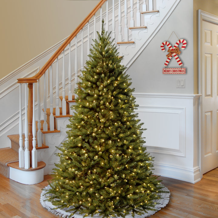 Artificial Pre-Lit Medium Christmas Tree, Green, Kingswood Fir, Dual Color LED Lights, Includes Stand, 7.5 Feet