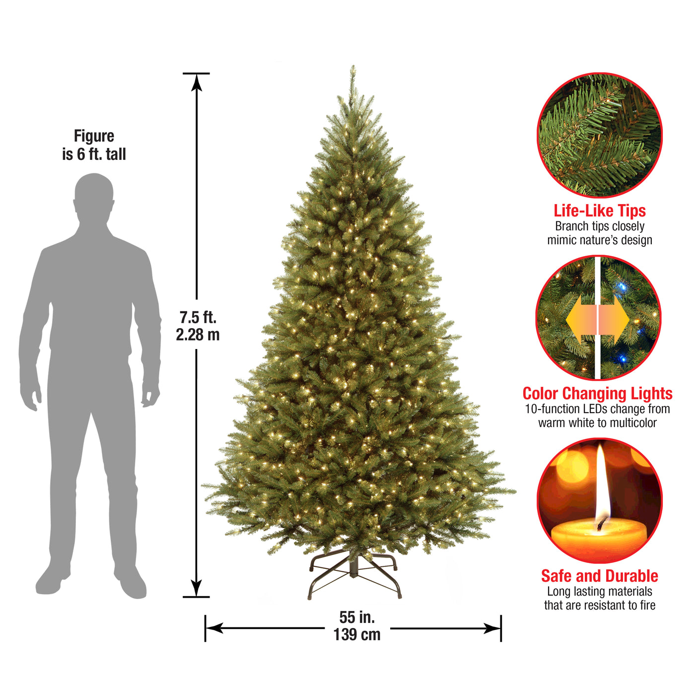 7.5 ft. Pre-Lit Kingswood Fir Tree with PowerConnect Dual Color LED Lights - National Tree Company