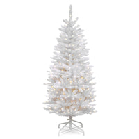 4.5 ft. Pre-Lit Kingswood Fir White Pencil Tree with Clear Lights - National Tree Company