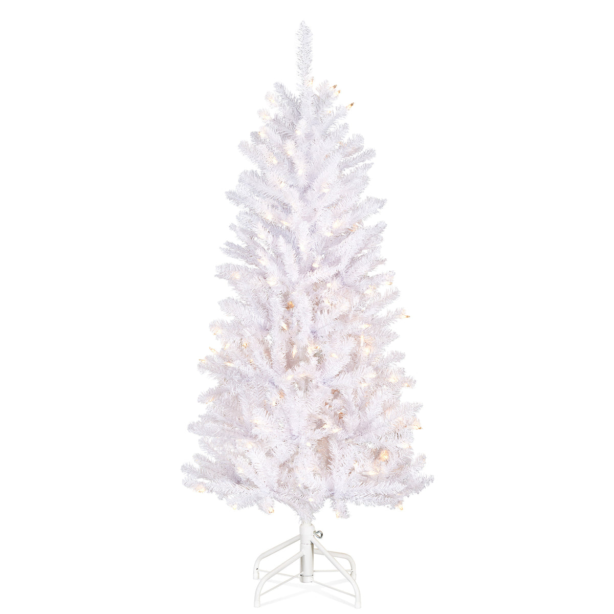 4.5 ft. Pre-Lit Kingswood Fir White Pencil Slim Hinged Tree with Clear Lights - National Tree Company