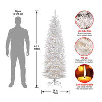 6.5 ft. Pre-Lit Kingswood Fir White Pencil Tree with Clear Lights, Plug-In - National Tree Company