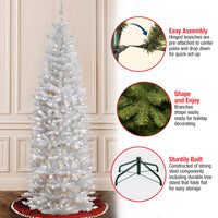 6.5 ft. Pre-Lit Kingswood Fir White Pencil Tree with Clear Lights, Plug-In - National Tree Company