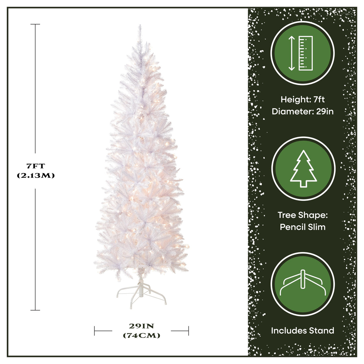 7 ft. Pre-Lit Kingswood Fir White Pencil Slim Tree with Clear Lights - National Tree Company