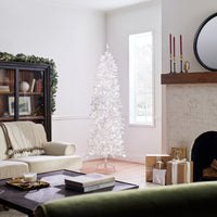 7 ft. Pre-Lit Kingswood Fir White Pencil Tree with Clear Lights - National Tree Company