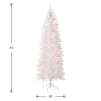 7 ft. Pre-Lit Kingswood Fir White Pencil Tree with Clear Lights - National Tree Company