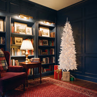 7.5 ft. Pre-Lit Kingswood Fir White Pencil Tree with Clear Lights - National Tree Company