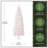 7.5 ft. Pre-Lit Kingswood Fir White Pencil Tree with Clear Lights - National Tree Company