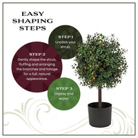 24 in. Pre-Lit Boxwood Single Ball Topiary in Black Nursery Pot with Clear Lights - National Tree Company