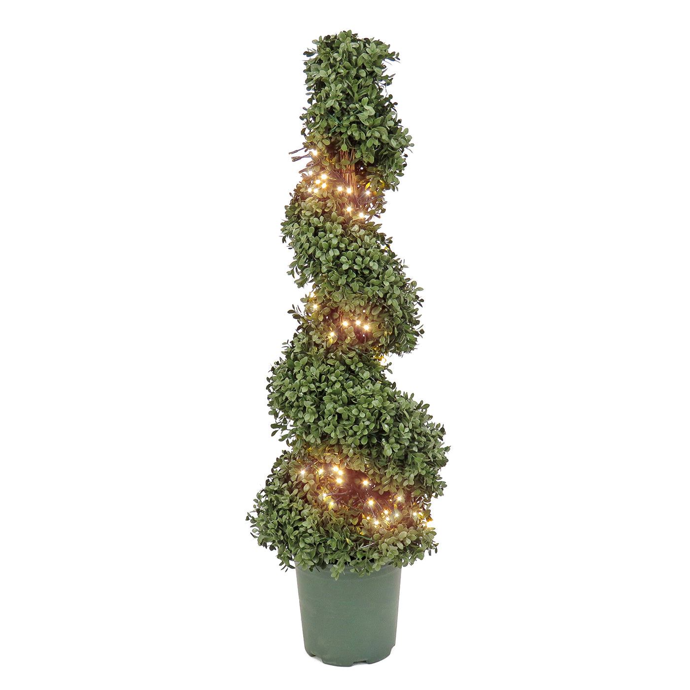 Pre-Lit Artificial Christmas Topiary Boxwood Spiral, with Warm White LED Lights, Battery Powered, 44 in - National Tree Company