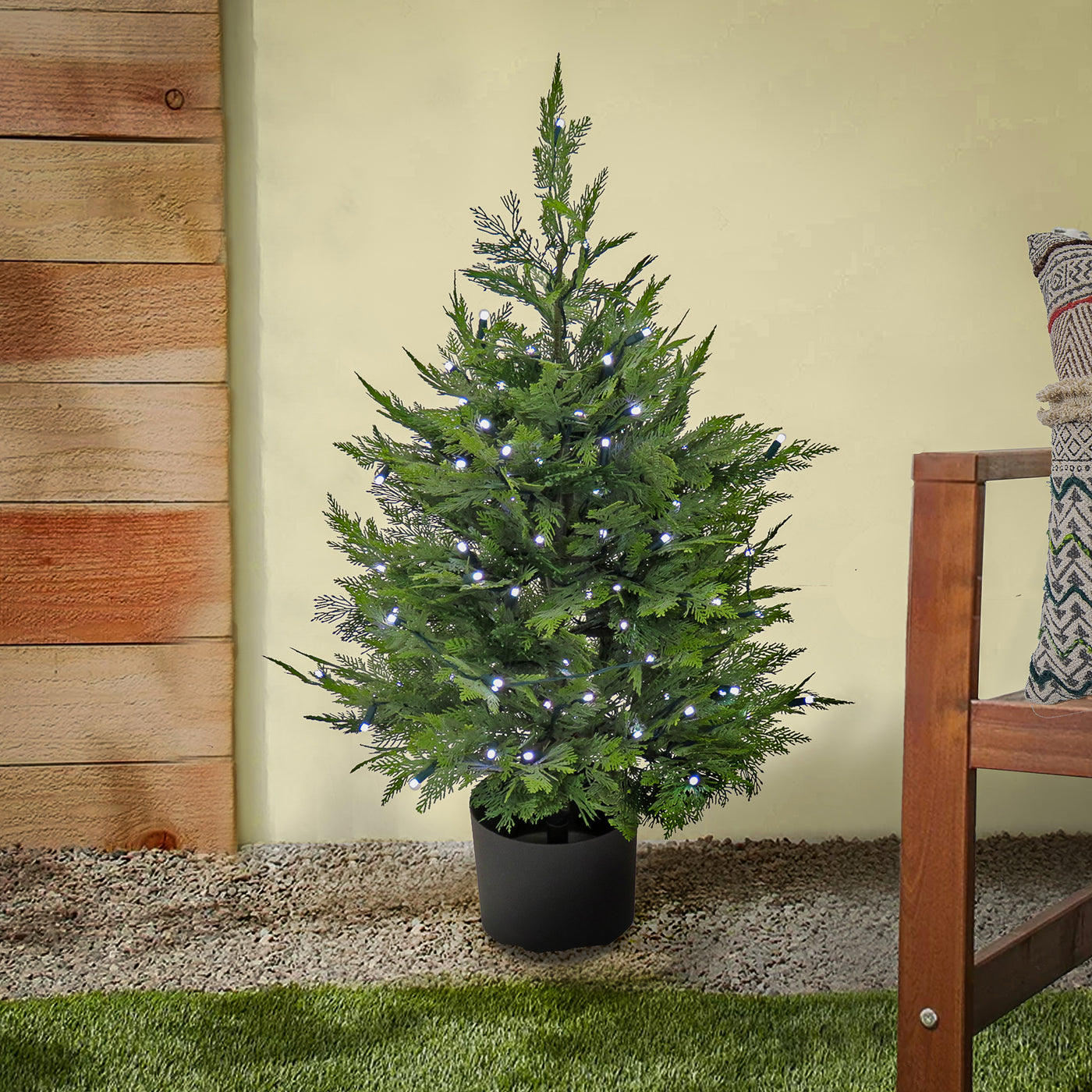homebase plant pots plastic 3 ft. Cypress Topiary Tree in Black Plastic Nursery Pot with Multi-Fun · National Tree Company