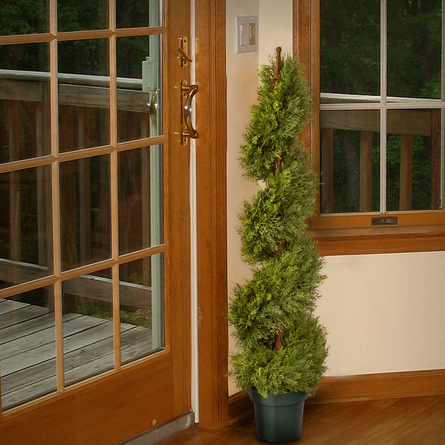 48 in. Artificial Juniper Slim Spiral Tree in Growers Pot
