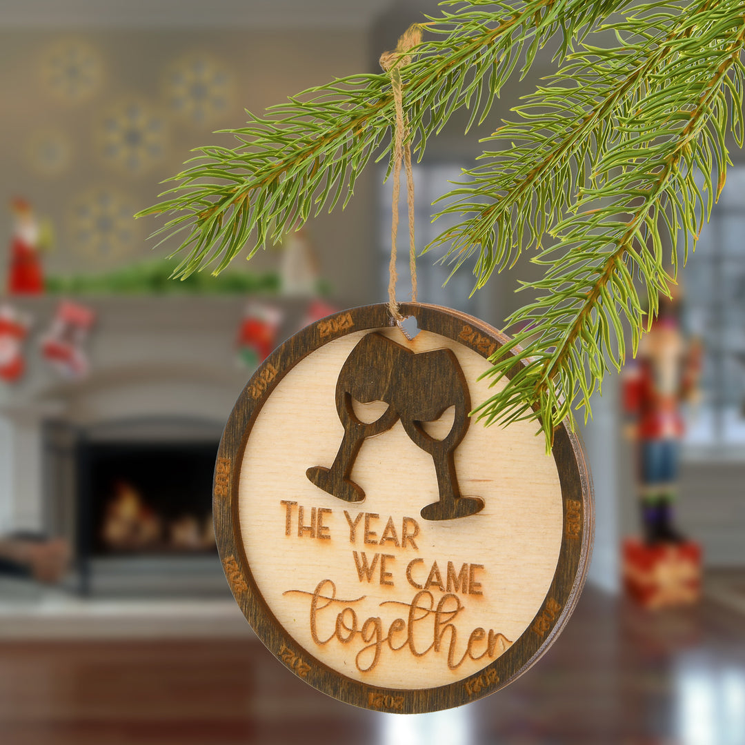 2021 "The Year We Came Together" Wood Christmas Ornament with Hanging Loop, 3 in
