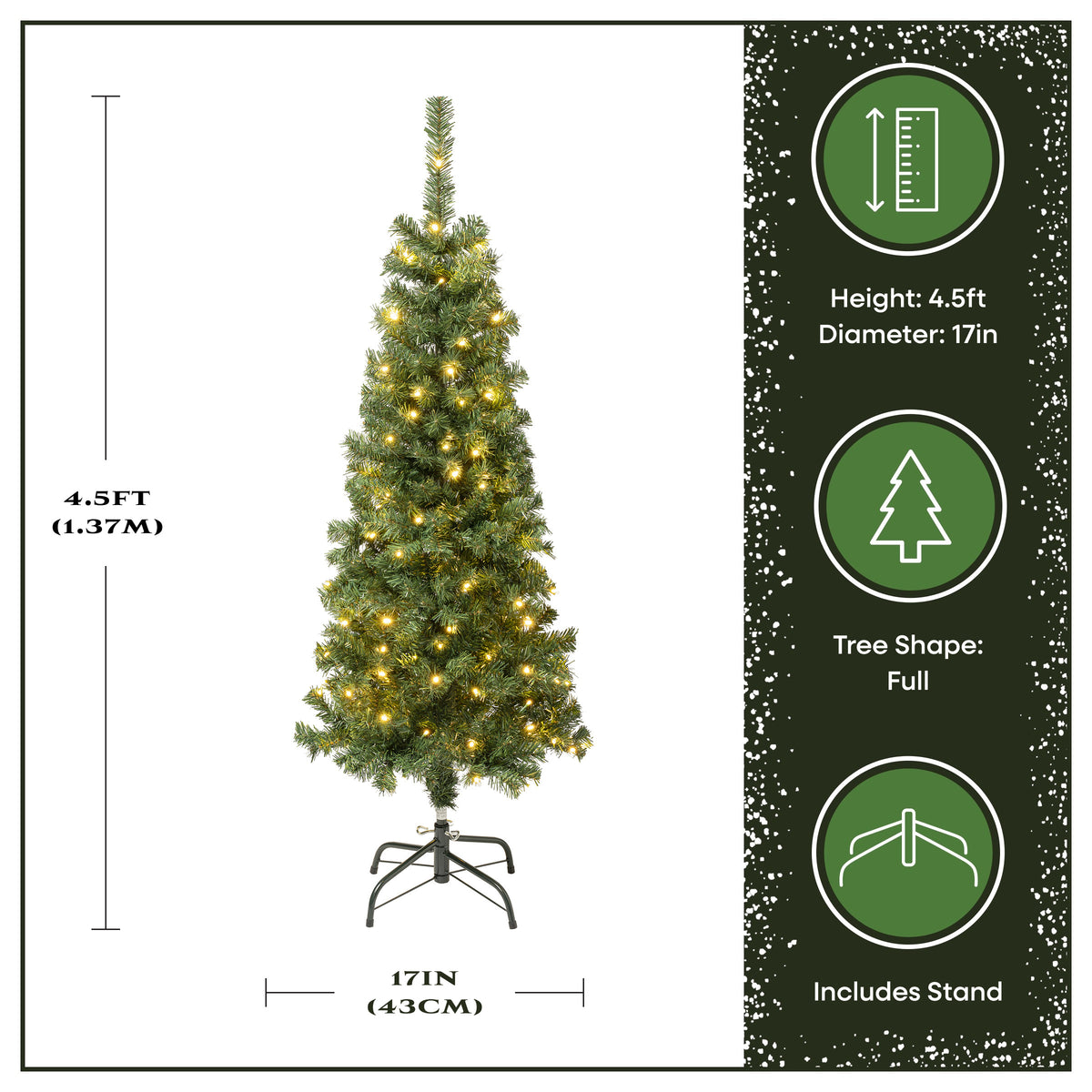 4.5 ft. Pre-lit Linden Spruce Wrapped Tree with Warm White LED Lights - National Tree Company