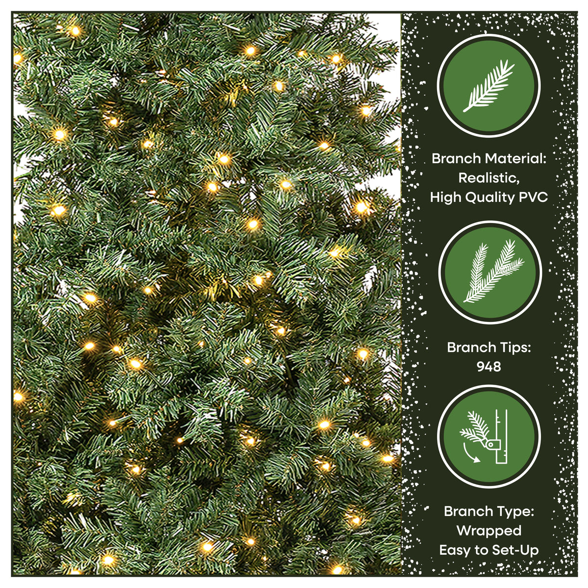 7.5 ft. Pre-Lit Linden Spruce Slim Wrapped Tree with Warm White LED Lights, Plug-In - National Tree Company