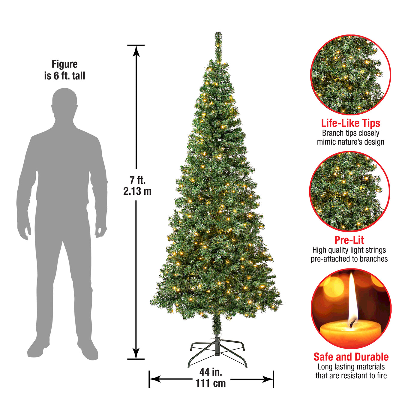 7.5 ft. Pre-Lit Linden Spruce Slim Tree with LED Lights - National Tree Company