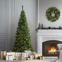 7.5 ft. Pre-Lit Linden Spruce Slim Tree with LED Lights - National Tree Company