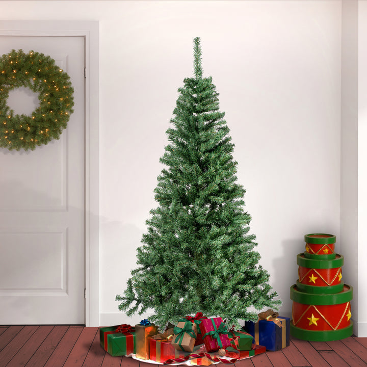 First Traditions Artificial  Linden Spruce Wrapped Christmas Tree, Fire Resistant and Hypoallergenic, 6 ft