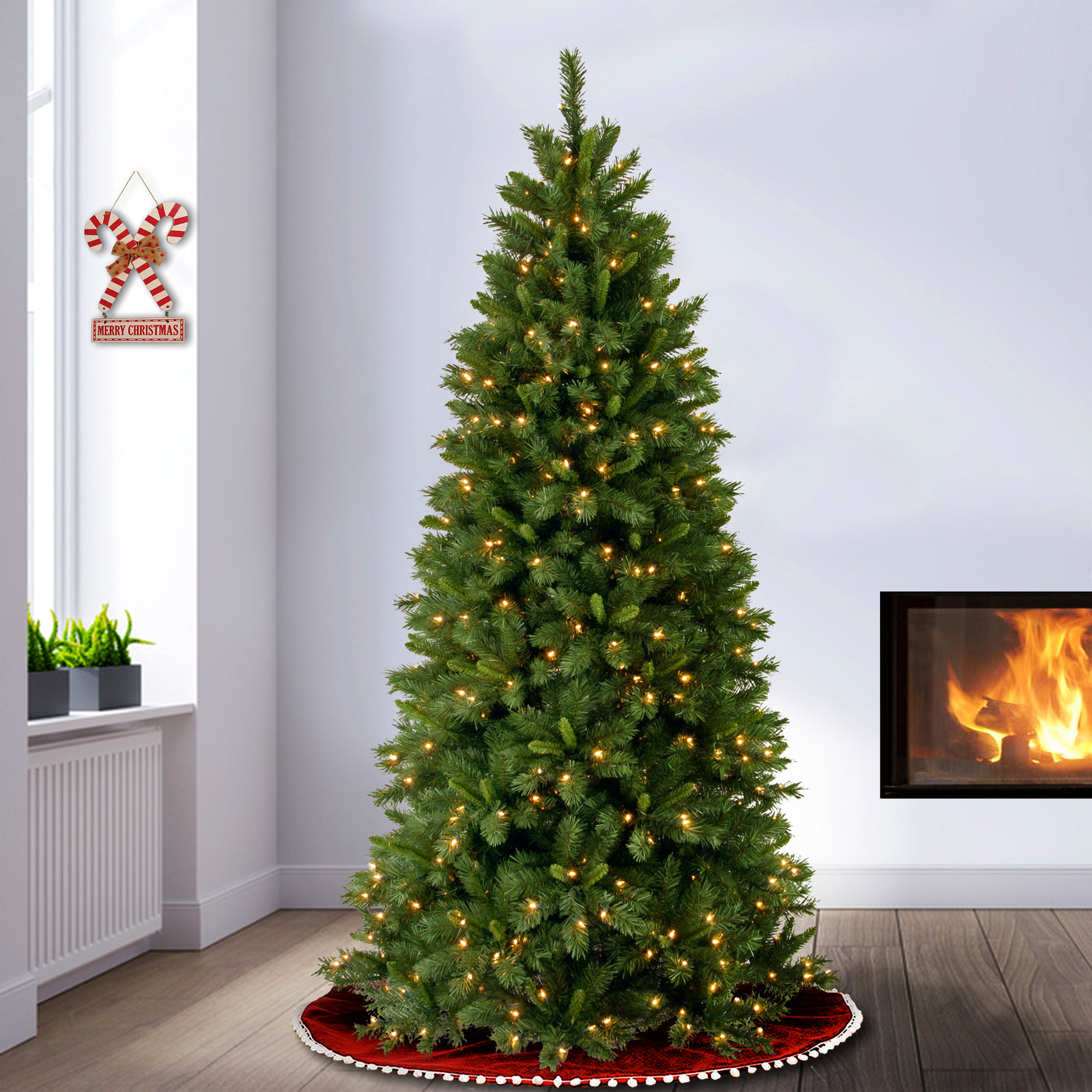 7.5 ft. Pre-Lit Leigh Valley Slim Tree with Dual Color LED Lights - National Tree Company