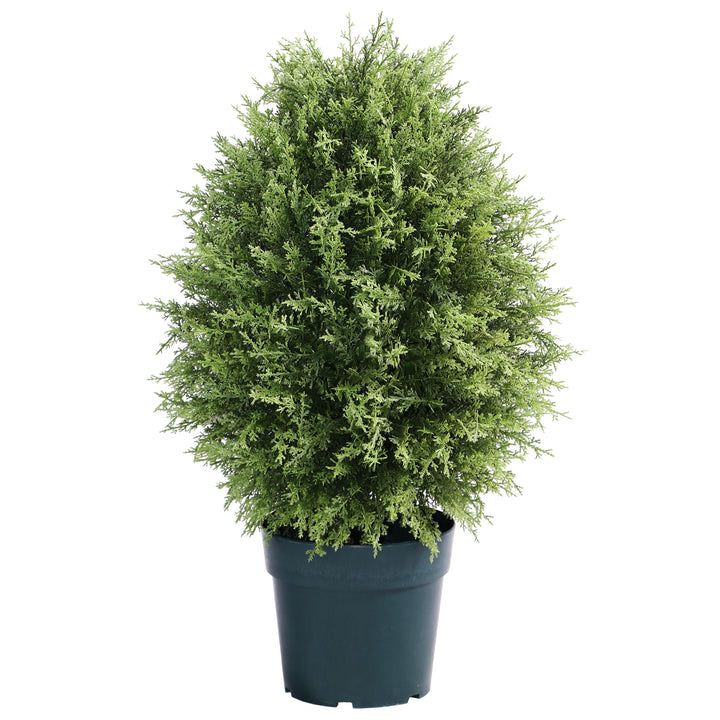 Artificial Mini Tree Decoration, Cypress, Includes Green Pot Base, Spring Collection, 32 Inches