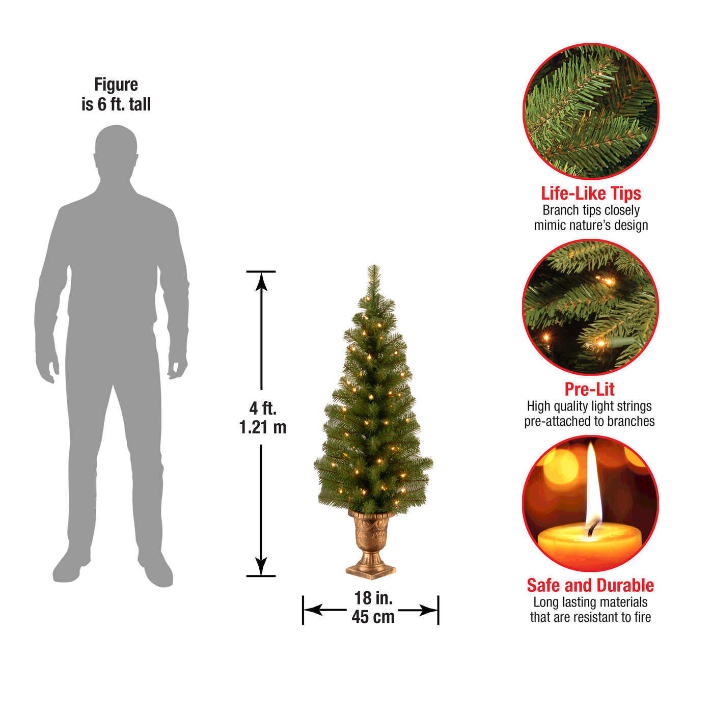 4 ft. Pre-Lit Montclair Spruce Tree with Clear Lights, Plug-In - National Tree Company
