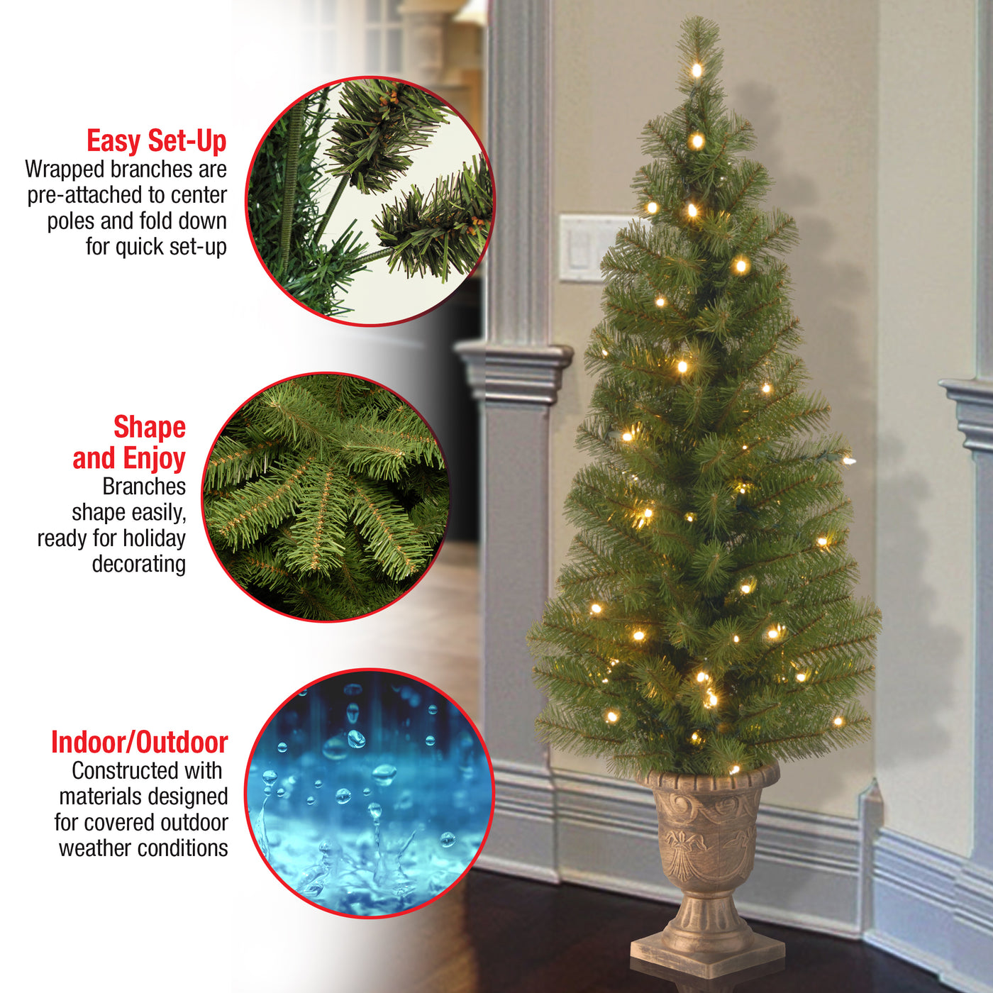 4 ft. Pre-Lit Montclair Spruce Tree with Clear Lights, Plug-In - National Tree Company