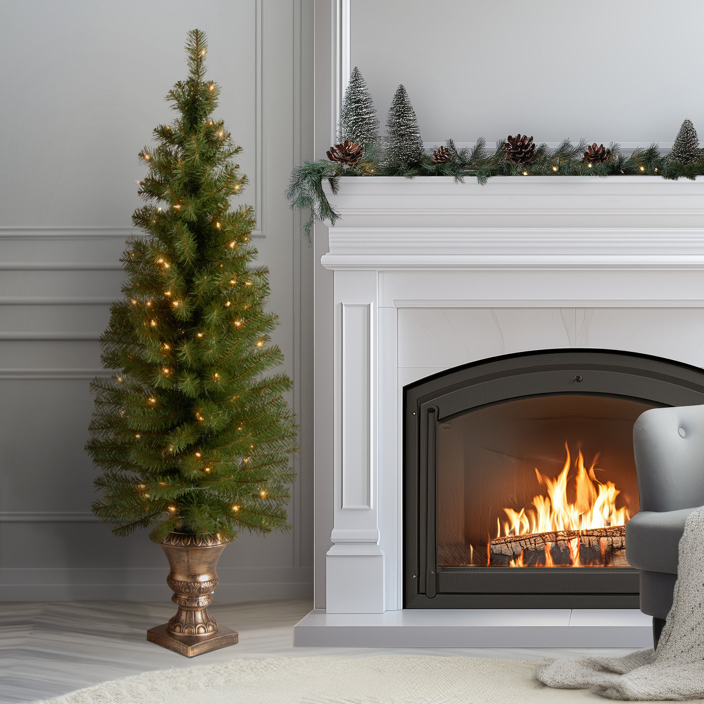 5 ft. Pre-Lit Montclair Spruce Slim Tree with Clear Lights - National Tree Company