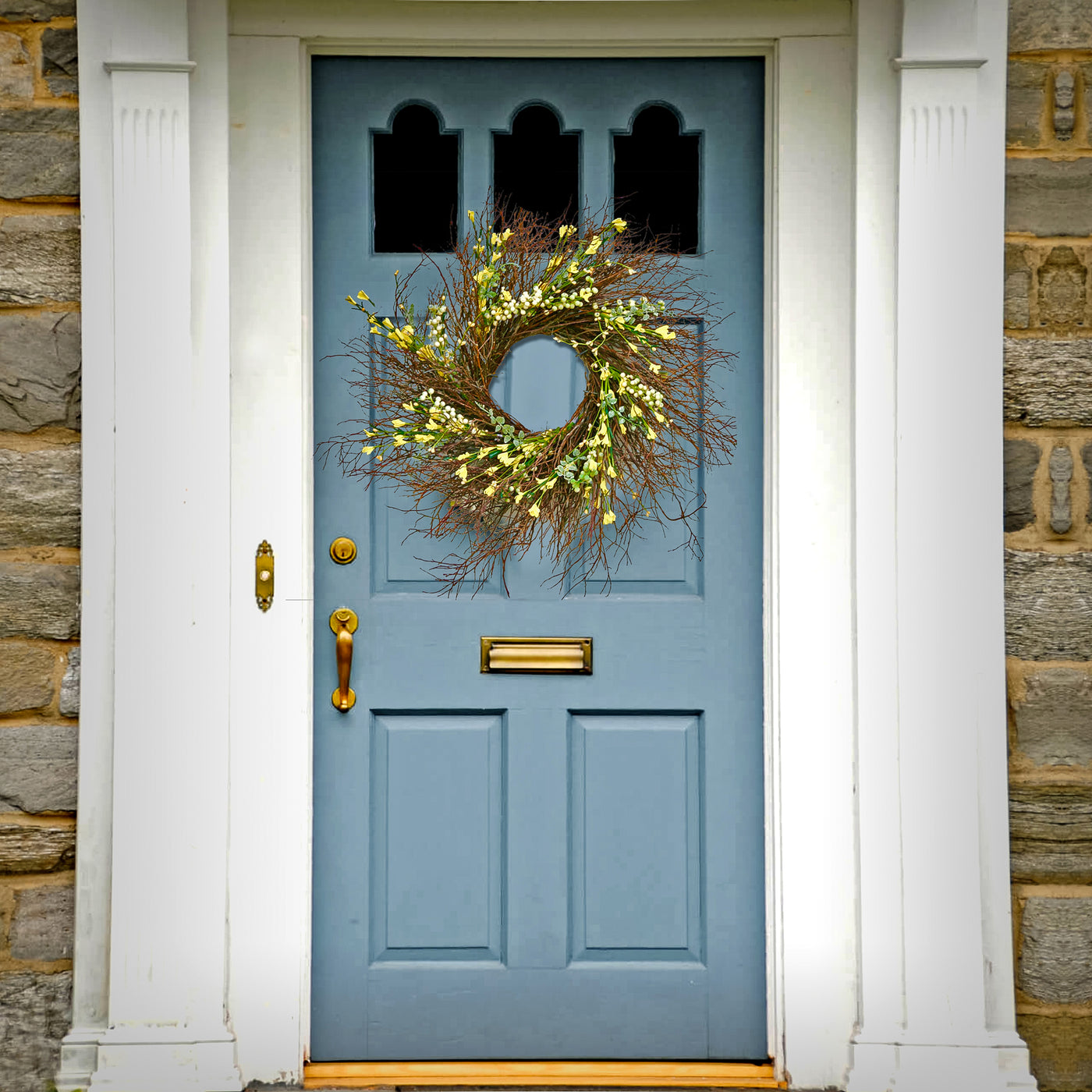 24" Spring Yellow Forsythia Twig Wreath - National Tree Company