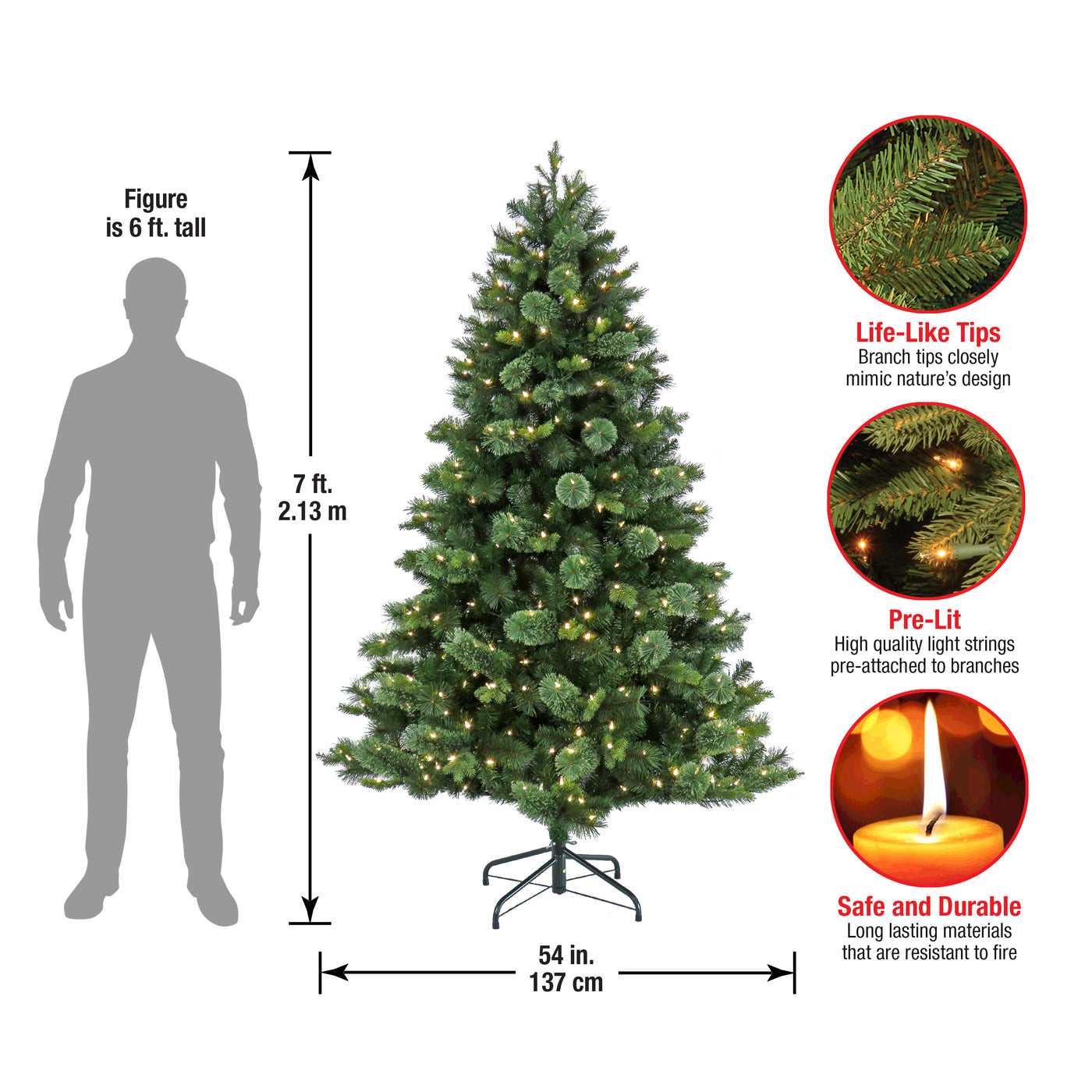 7 ft. Pre-Lit Montreal Pine Tree with LED Lights - National Tree Company