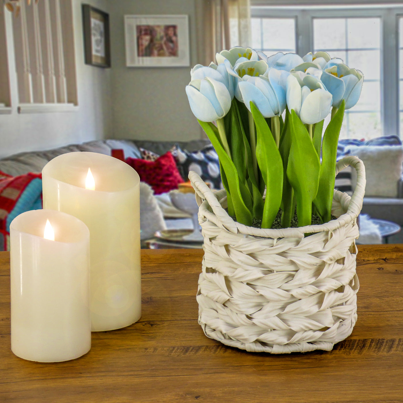 10" Blue Tulip Bouquet in Metal Pot - National Tree Company