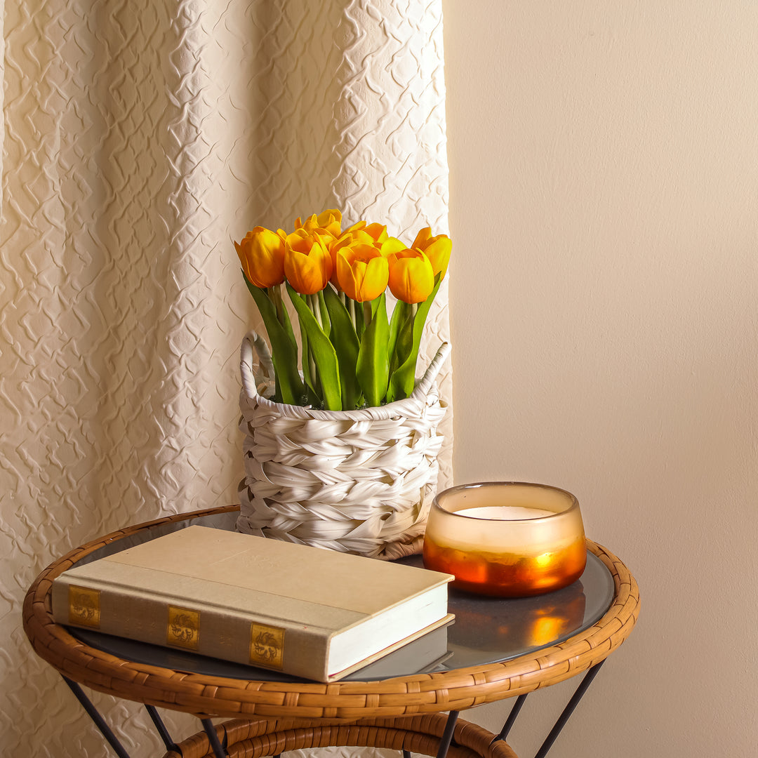 10" Orange Tulip Bouquet in White Basket