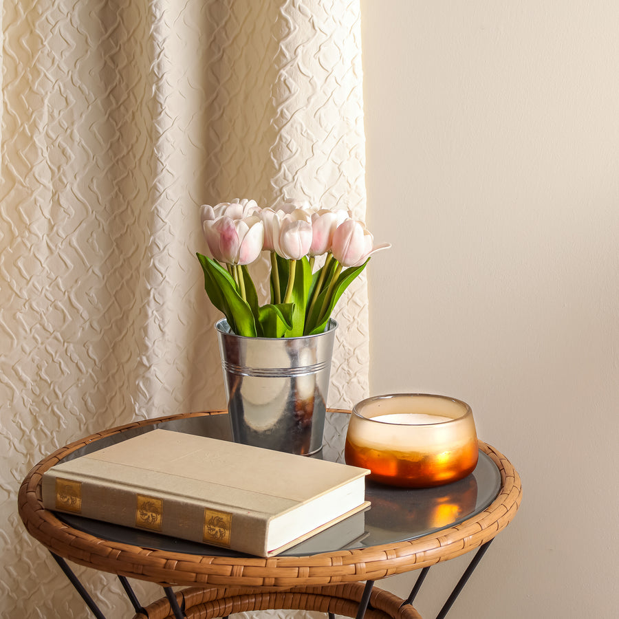 9 in. Spring Pink Tulip Bouquet in Metal Pot