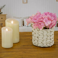 10" Mixed Mauve Hydrangea Bouquet in White Basket - National Tree Company