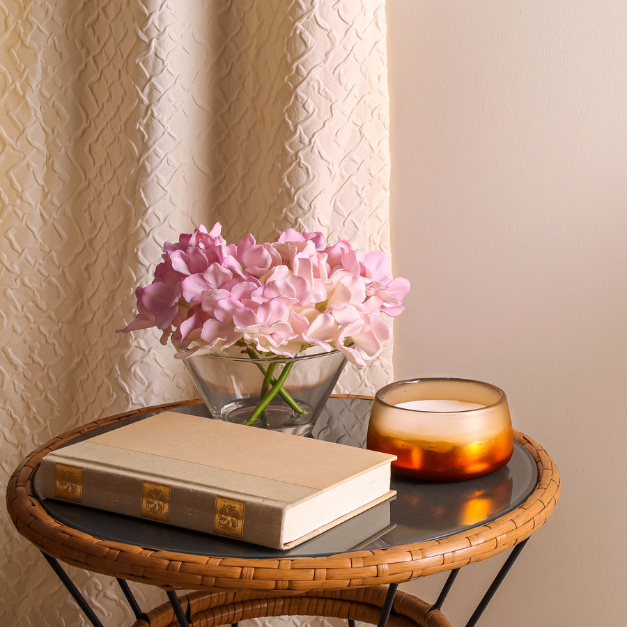 8 in. Spring Mixed Mauve Hydrangea Bouquet in Glass Vase